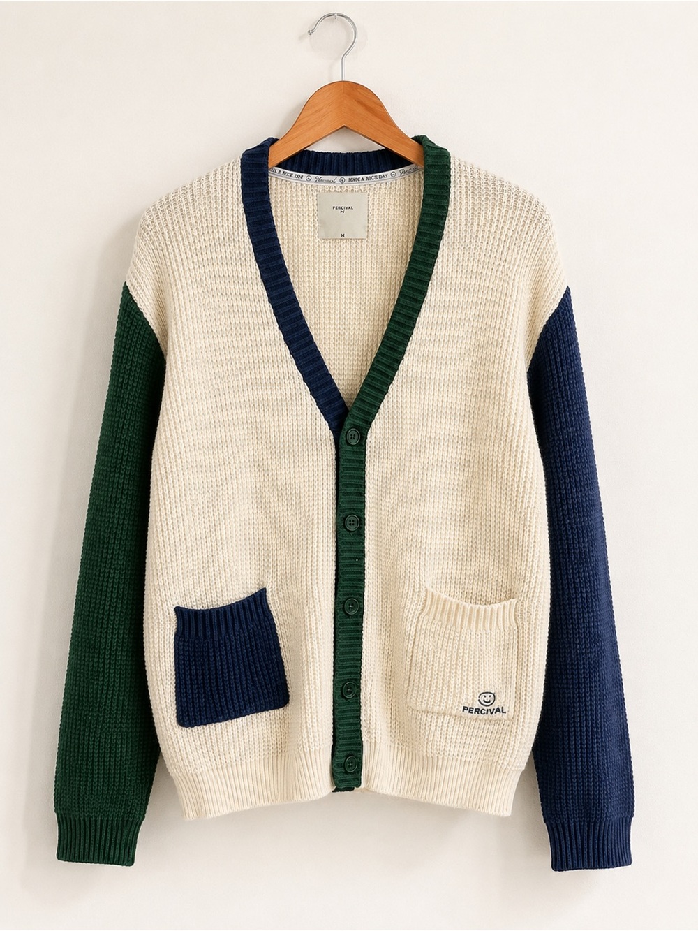 Percival Colorblock Cardigan Sweater | Waffle Knit Men’s Medium